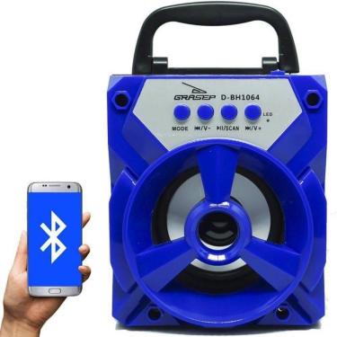 Imagem de Caixa de Som Portátil Bluetooth Mp3 Usb Radio Fm Auxiliar 6w Bh1064 - Azul