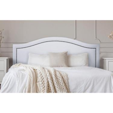 Imagem de Cabeceira King Curva 193x60cm Courino Branco - Tachas Fumê
