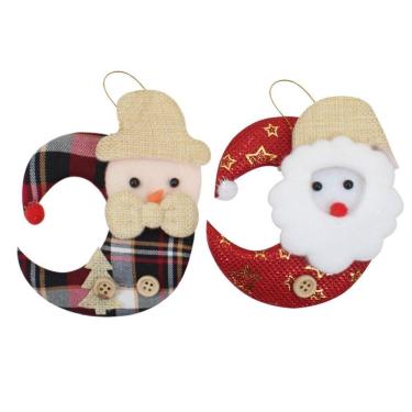 Imagem de Kit 24 Enfeite Pendente Natal Tecido 13cm Luas Natalinas