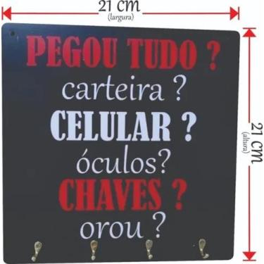 Imagem de Porta Chaves De Parede Decorativo Mdf Com Frases Pegou Tudo  - Arte Co