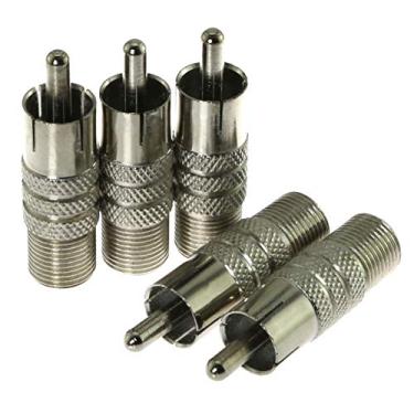 Imagem de Conversor conector adaptador coaxial coaxial coaxial fêmea tipo F para RCA 5PCS E-excepcional prata