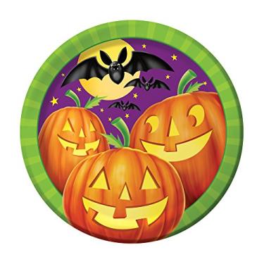 Imagem de Creative Converting 8 pratos de jantar de papel estilo resistente, 22 cm, brilho de abóbora