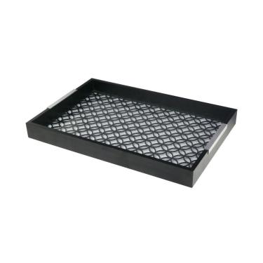 Imagem de Bandeja Retangular Madeira com Vidro Star Preta 47x32x5cm