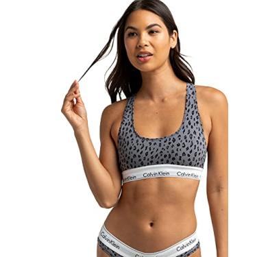 Imagem de Calvin Klein Sutiã feminino moderno de algodão sem forro sem fio, Savannah Cheetah_estanho, PP