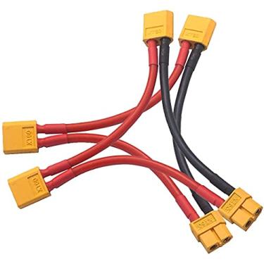 Imagem de LinsyRC Conector de bateria série XT60, 2 peças, adaptador 1 fêmea para 2 macho com cabo de silicone 12AWG de 9,9 cm para bateria RC Lipo helicóptero quadricóptero