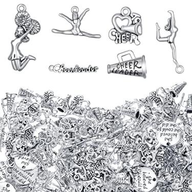 Imagem de 175 peças de pingentes de líder de torcida, pingente esportivo de ginástica com 200 peças de anéis de salto para artesanato, acessórios de fabricação de joias, acessórios para fazer você mesmo colar pulseira, Medium, Metal, Sem pedras preciosas