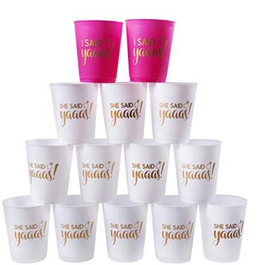 Imagem de Copos de festa de despedida de solteira 13 She Said yaaas Cups 2 I Said yaaas Cups 15 unidades, 473 ml | Decoração de festa de noivado Noiva para ser presente