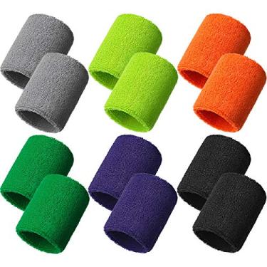 Imagem de Pacote com 12 pulseiras esportivas de algodão da Bememo, para homens e mulheres, boa para tênis, basquete, corrida, academia, malhar, Color Set 2