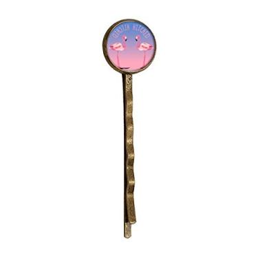 Imagem de Casal de flamingo engatado presente arte déco moda retrô metal cabelo grampo chapéu