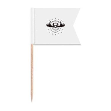 Imagem de Alce em forma de radiação de animais, bandeiras de palito de dentes, marcação de rotulagem para bolo de festa, prato de queijo