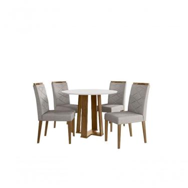 Imagem de Conjunto Mesa 1,00M E 4 Cadeiras Ypê/Off White Marfim