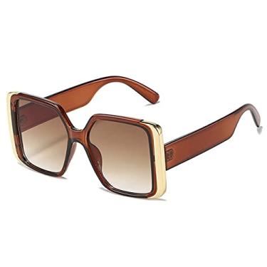 Imagem de Óculos de sol quadrados Steampunk para mulheres Moda Grande Armação Óculos de sol Punk Feminino Liga Decoração Óculos UV400, C3 Marrom, Marrom, Tamanho único