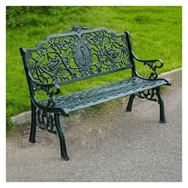 Imagem de KIZQYN Banco de jardim banco de parque ao ar livre com encosto de jardim banco de lazer de ferro fundido duplo espreguiçadeira de alumínio fundido esculpido banco de assento ao ar livre bancos ao ar livre (tamanho: 4)
