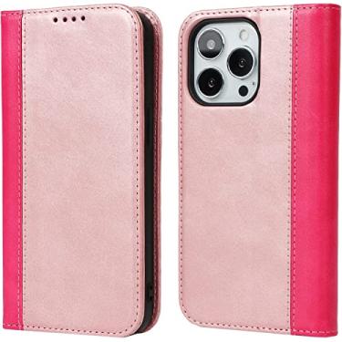 Imagem de TONECY Capa carteira para iPhone 14/14 Plus/14 Pro/14 Pro Max com suporte de cartão para mulheres homens, capa protetora de couro premium fecho magnético flip suporte capa de telefone (cor: rosa, tamanho: 14ProMax