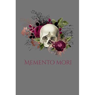 Imagem de Memento mori.: 6x9 inch (15,24x22,86 cm) 150 pages sketchbook with a breathtaking floral skull, great flowers and the latin quote "memento mori" that ... gift for every art student, culture enthusia