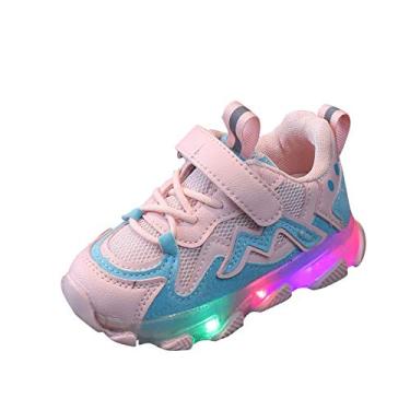 Imagem de Luz LED infantil malha luminosa esporte bebê corrida crianças meninas sapatos de bebê bebê bebê menina tênis de corrida (rosa, 4-4,5 anos)