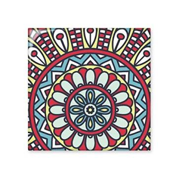 Imagem de Estampa de repetição de tecido vermelho azul colorido arte cerâmica azulejo brilhante decalque pedra adornada tijolo vitrificado