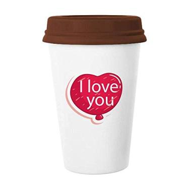 Imagem de Caneca de cerâmica para o dia dos namorados rosa I Love You Balloon Mug Coffee Drinking Glass Ceramic Cup Lid