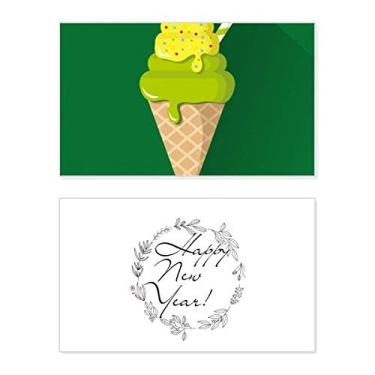 Imagem de Green Matcha Casquinha de sorvete picolés festival de ano novo cartão de felicitações mensagem presente