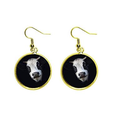 Imagem de Brinco de orelha de vaca com chifre de observação preto, joia feminina