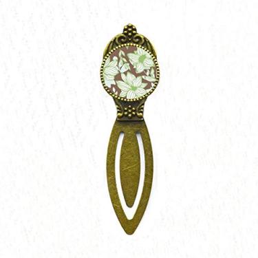 Imagem de Marcador de página verde marrom com tinta de planta retrô para escritório