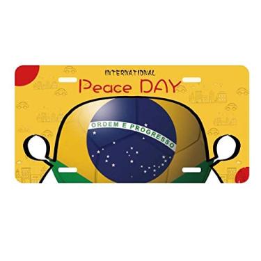 Imagem de DIYthinker Placa de licença com bandeira nacional do Brasil futebol americano etiqueta decoração de carro dia da paz
