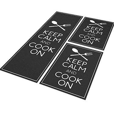 Imagem de Tapete de Cozinha Keep Calm And Cook On 120x40 + 2 Capachos 60x40