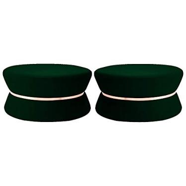 Imagem de Kit 02 Puffs Decorativo Sala de Estar 95cm Dhaka Veludo Verde - Gran Belo