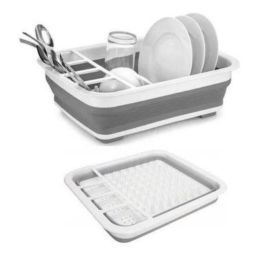 Imagem de Escorredor Pratos Copo Talher Retrátil Silicone Dobrável