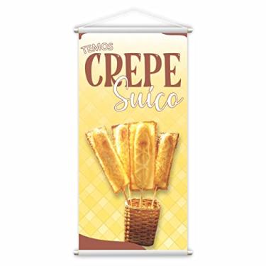Imagem de Banner Temos Crepe Suíço Fundo Amarelo Comida Lona 60x40cm