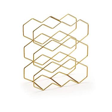 Imagem de Suporte para Vinhos Adega, 9 garrafas, 34 x L.14.8 x 37,2cm, Dourado Fosco, Arthi