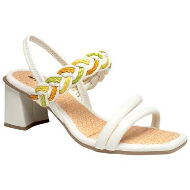 Imagem de Sandália Salto Grosso Mississipi Q8291 Feminina - Branca