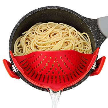 Imagem de ROSEBEER Coador de macarrão, clipe ajustável em silicone - clipe para panelas, coadores e escorredores, coador de alimentos, escorredor de macarrão
