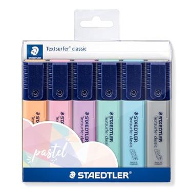 Imagem de STAEDTLER Marca Texto Textsurfer Kit com 6 Cores Sortidas (Pastel) - 364 CWP6PA - Ponta Chanfrada, Tecnologia Dry Safe, Alta Durabilidade e Cor Intensa – Marcador de Texto Para Sublinhar e Destacar