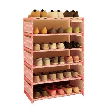 Imagem de Rack organizador de sapatos de entrada independente com prateleiras ajustáveis, sapateira para armazenamento e organização de economia de espaço, rosa, 60 x 30 x 85 cm