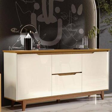 Imagem de Aparador Buffet Flow 2 Portas 2 Gavetas Pés Madeira Maciça Off White/freijo Off White/freijo
