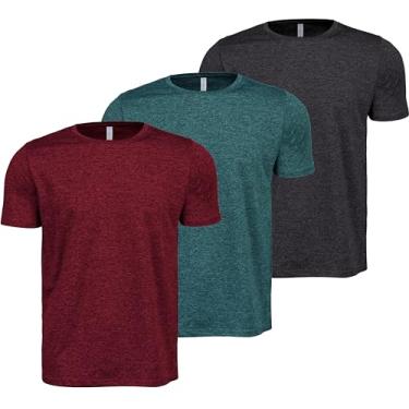 Imagem de Kit 3 Camisetas Masculina Dry Fit Treino Academia Plus Size (BR, Alfa, XXG, Plus Size, Chumbo/Verde/Vinho)