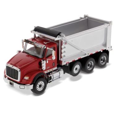 Imagem de Diecast Masters International HX620 Tandem Dump Truck with Pusher Axle + Ox Bodies Stampede Dump Cab | 1:50 Scale Model Semi Trucks | Red Diecast Model by Diecast Masters 71076
