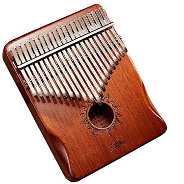 Imagem de Kalimba 21 teclas, piano de polegar (mogno) Marimba profissional dedo polegar piano presente musical, piano de 2 dedos, 18 cm x 13 cm café