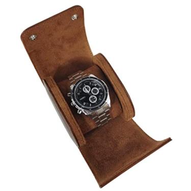 Imagem de Organizador de rolo de caixa de relógio para homens, caixa de exibição de relógio de couro durável durável organizador de caixa de relógio masculino com almofadas de espuma macia confortável ideal org