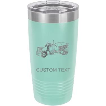 Imagem de Caminhão betoneira 590 ml copo de aço inoxidável isolado a vácuo personalizado de parede dupla gravado a laser personalizado, caneca de café, personalizado, azul-petróleo
