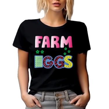 Imagem de Camiseta inovadora estampada Farm Fresh Eggs ideia de presente para amantes de comida, Preto, GG