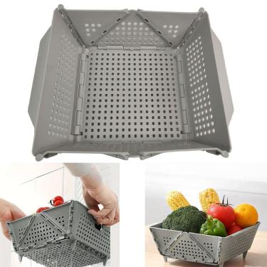 Imagem de Cesta Secar Frutas Verduras Vegetais Lava Drena Comida Alimentos Organizador Cozinha Copa Pia Porta Objetos 