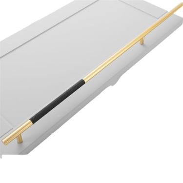 Imagem de Puxadores pretos cinza dourados claros para armários e gavetas Puxadores longos serrilhados em T para maçaneta de porta de móveis, ouro preto, 384 mm