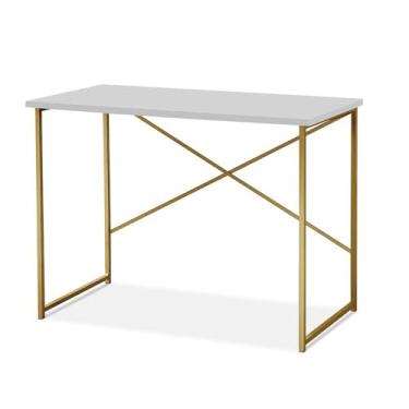 Imagem de Aparador Steel 90 cm Estilo Industrial com Pés em Aço Dourado/branco