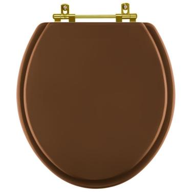 Imagem de Assento Sanitario Poliéster Convencional Universal Oval Ocre com Ferragem Dourada