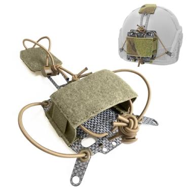 Imagem de DCOFXGM Bolsa de bateria para capacete tático com suporte de armazenamento de bateria com bolsa de contrapeso de gancho e laço para capacete de airsoft (verde)