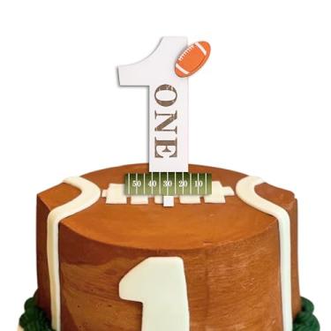 Imagem de Football One Cake Topper - First Year Down Cake Topper, Sports Theme First Birthday Party Decoration for Party, Baby Shower, Cake Smash