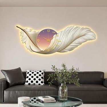 Imagem de Parede de penas grandes para decoração de sala de estar, luz noturna com luz de fundo, arte de parede de penas, resina 3D, arte de parede de asas grandes, escultura de parede, lâmpada de sus
