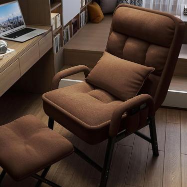 Imagem de Poltrona de destaque com apoio para os pés, cadeira preguiçosa lounge moderna com encosto ajustável em 6 posições e estrutura de metal, sofá de leitura confortável com bolsos laterais para s